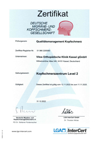 Zertifizierung Kopfschmerzzentrum Level 2